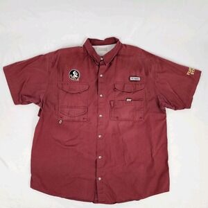 FSU Seminoles Columbia Shirt Mens XL Short Sleeve Button Up Vented Florida State